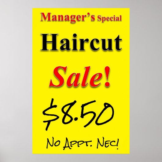 Managers Special Haircut Sale Beauty Salon Poster (Voorkant)