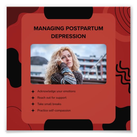 Managing Postpartum Depression Awareness Design Foto Afdruk (Voorkant)