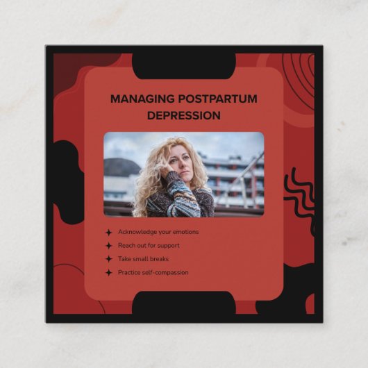 Managing Postpartum Depression Awareness Design Vierkante Visitekaartje (Voorkant)