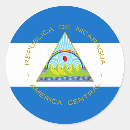 Managua Vlag & Wapen, Vlag van Nicaragua Ronde Sticker (Voorkant)