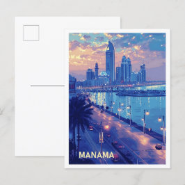 Manama Bahrain Art Vintage Travel Illustratie Briefkaart