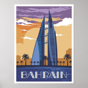 Manama Bahrain Art Vintage Travel Illustratie Poster