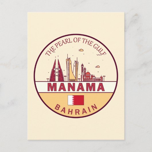Manama Bahrain City Skyline Embleem Briefkaart (Voorkant)