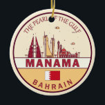 Manama Bahrain City Skyline Embleem Keramisch Ornament<br><div class="desc">Manama minimalistisch,  kleurrijk kunstontwerp met monumenten en bezienswaardigheden van de stad in Bahrein.</div>