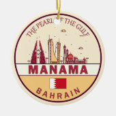 Manama Bahrain City Skyline Embleem Keramisch Ornament (Voorkant)