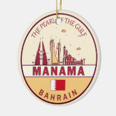 Manama Bahrain City Skyline Embleem Keramisch Ornament (Links)