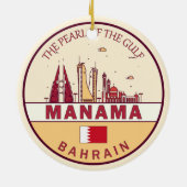 Manama Bahrain City Skyline Embleem Keramisch Ornament (Achterkant)