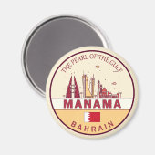 Manama Bahrain City Skyline Embleem Magneet (Voorkant / Achterkant)