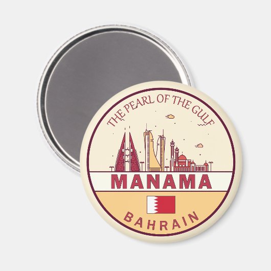 Manama Bahrain City Skyline Embleem Magneet (Voorkant / Achterkant)