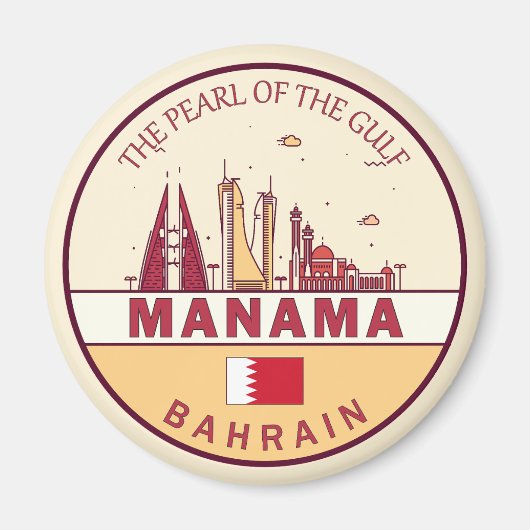 Manama Bahrain City Skyline Embleem Magneet (Voorkant)