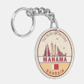 Manama Bahrain City Skyline Embleem Sleutelhanger (Voorkant Links)