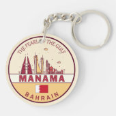 Manama Bahrain City Skyline Embleem Sleutelhanger (Achterkant)