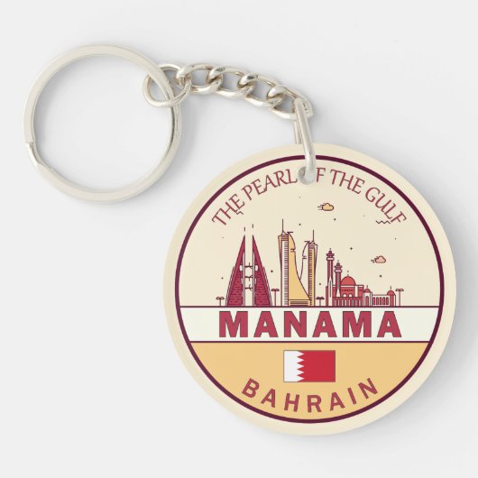 Manama Bahrain City Skyline Embleem Sleutelhanger (Voorkant)