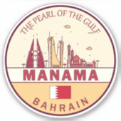 Manama Bahrain City Skyline Embleem Sticker (Voorkant)