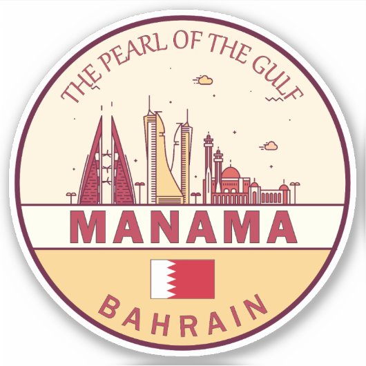 Manama Bahrain City Skyline Embleem Sticker (Voorkant)