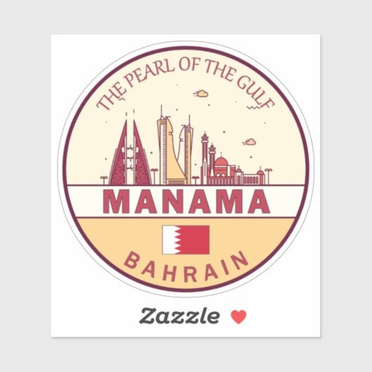 Manama Bahrain City Skyline Embleem Sticker (Vel)