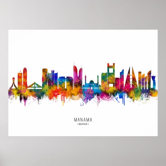 Manama Bahrein Skyline Poster (Voorkant)
