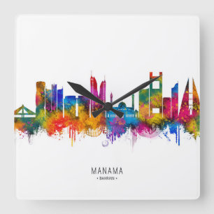 Manama Bahrein Skyline Vierkante Klok