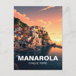 Manarola, Cinqua Terra waterverf Briefkaart