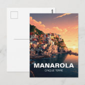 Manarola, Cinqua Terra waterverf Briefkaart (Voorkant / Achterkant)