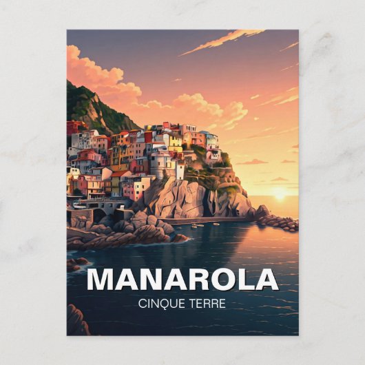 Manarola, Cinqua Terra waterverf Briefkaart (Voorkant)