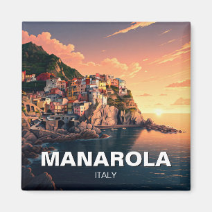 Manarola, Cinqua Terra waterverf Magneet