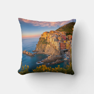 Manarola Cinque Terre Italië Med Zee Coast Kussen