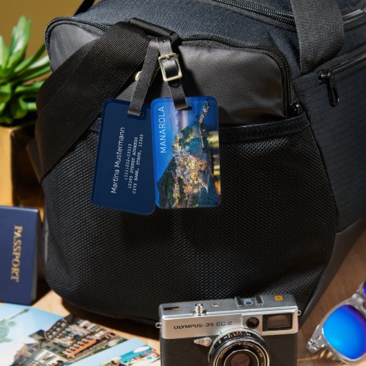 Manarola Cinque Terre La Spezia Italië Panorama Bagagelabel (Voorkant /achterkant)