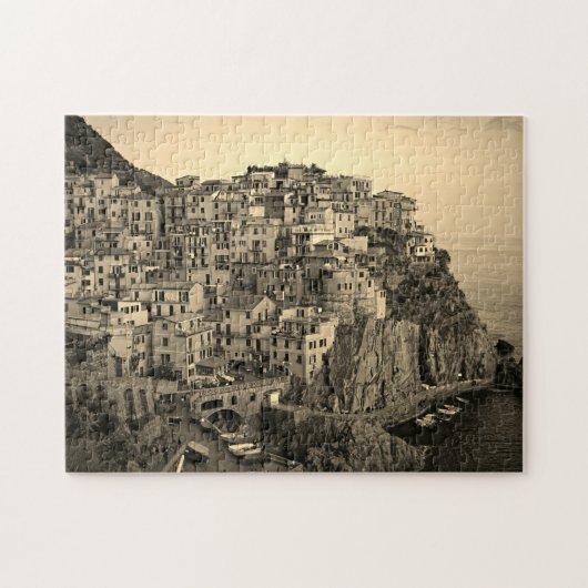 Manarola in Sepia Tones - 11x14 - 252 pcs. Legpuzzel (Horizontaal)
