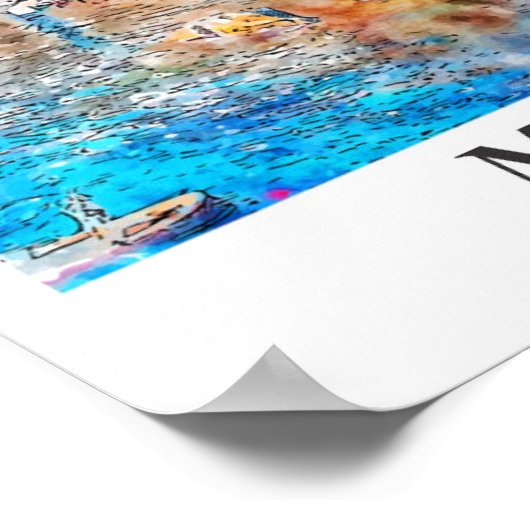 Manarola Italië Reizen Waterverf Hand getekend Poster (Hoek)