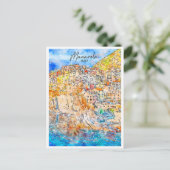 Manarola Italië Travel Place Waterverf Briefkaart (Staand voorkant)