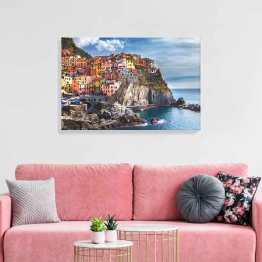 Manarola ItaliëCliffside Huizen Panorama Canvas KU (Insitu (Woonkamer))