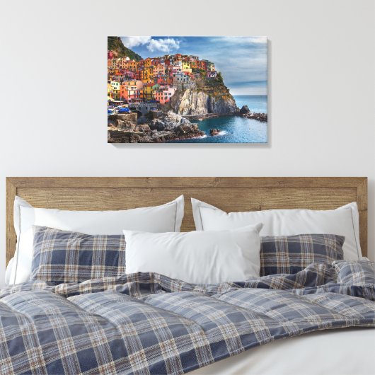 Manarola ItaliëCliffside Huizen Panorama Canvas KU (Insitu (Slaapkamer))