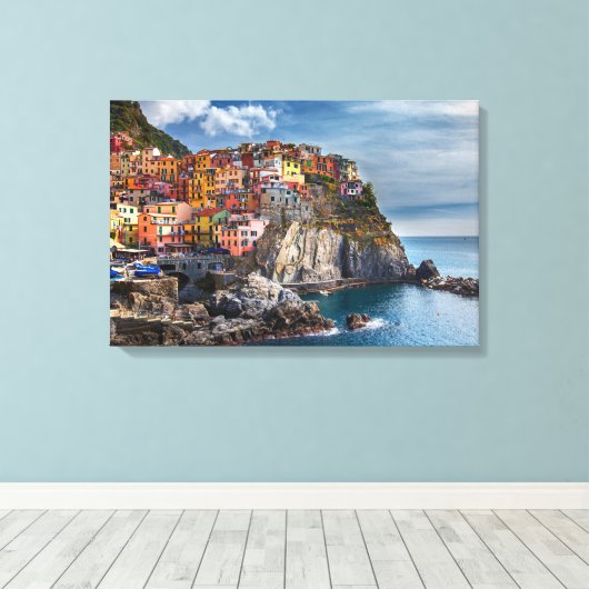 Manarola ItaliëCliffside Huizen Panorama Canvas KU (Insitu (Houten vloer))