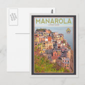 Manarola Vineyard Sunset - op zwart Briefkaart (Voorkant / Achterkant)