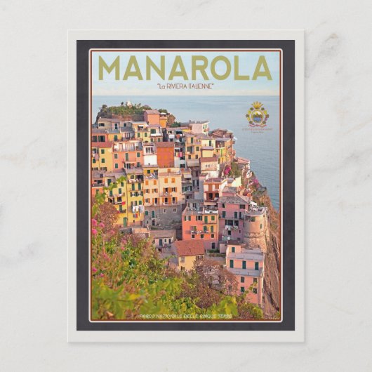 Manarola Vineyard Sunset - op zwart Briefkaart (Voorkant)