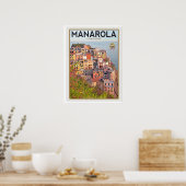 Manarola Vineyard Sunset (wit) Poster (Keuken)