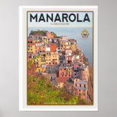 Manarola Vineyard Sunset (wit) Poster (Voorkant)