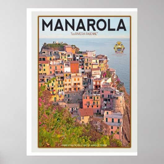 Manarola Vineyard Sunset (wit) Poster (Voorkant)