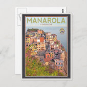 Manarola Vineyard Sunset (zwart) Briefkaart (Voorkant / Achterkant)