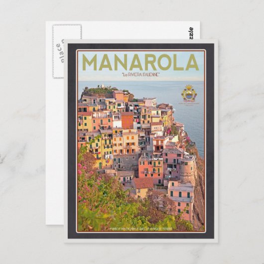 Manarola Vineyard Sunset (zwart) Briefkaart (Voorkant / Achterkant)