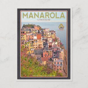 Manarola Vineyard Sunset (zwart) Briefkaart
