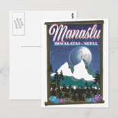 Manaslu Himalaya Nepal reisposter kaart (Voorkant / Achterkant)