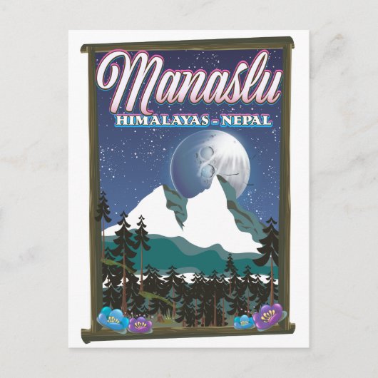 Manaslu Himalaya Nepal reisposter kaart (Voorkant)