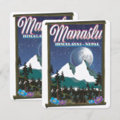 Manaslu Himalaya Nepal reisposter kaart (Voorkant / Achterkant)
