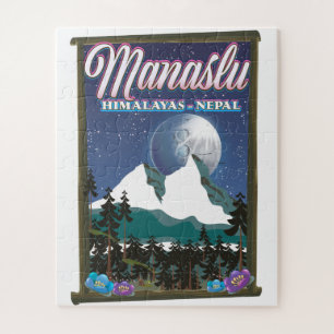 Manaslu Himalaya Nepal reisposter kaart Legpuzzel