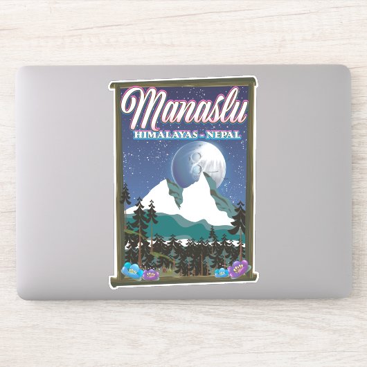 Manaslu Himalaya Nepal reisposter kaart Sticker (Computer)