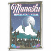 Manaslu Himalaya Nepal reisposter kaart Sticker (Voorkant)