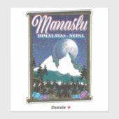 Manaslu Himalaya Nepal reisposter kaart Sticker (Vel)
