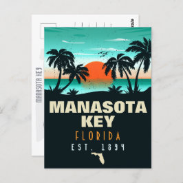 Manasota Key Florida Retro Sunset Souvenirs 60s Briefkaart